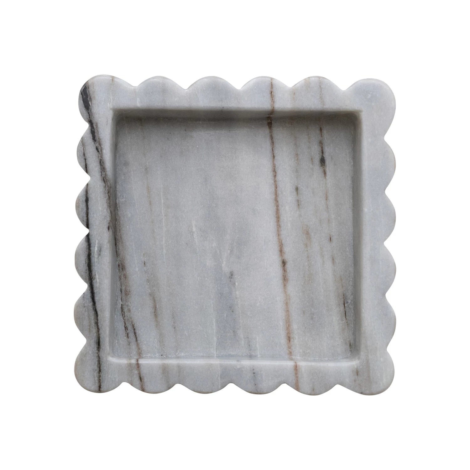 Grey Melange Marble Scalloped Tray