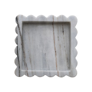 Grey Melange Marble Scalloped Tray