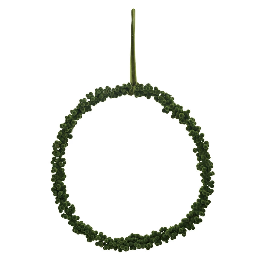 Green Flocked Foam Berry Wreath