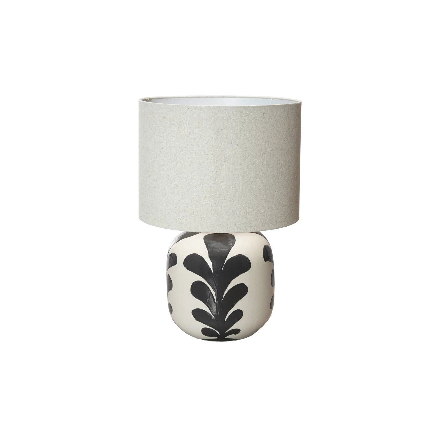Black & Cream Abstract Lamp with Linen Shade