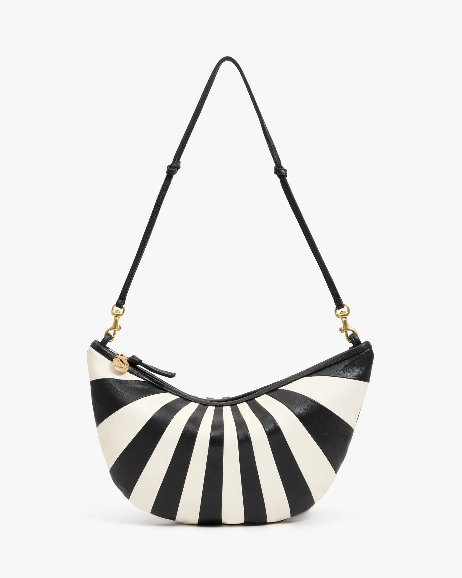 Lune Nappa Black & Cream Sunburst Handbag