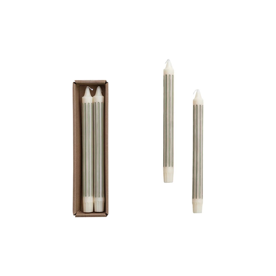 Grey Stripe Taper Candle