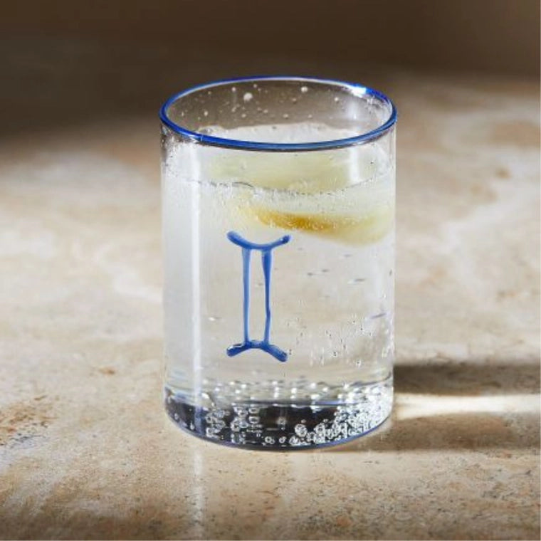 Blue Astrological Lowball Glasses