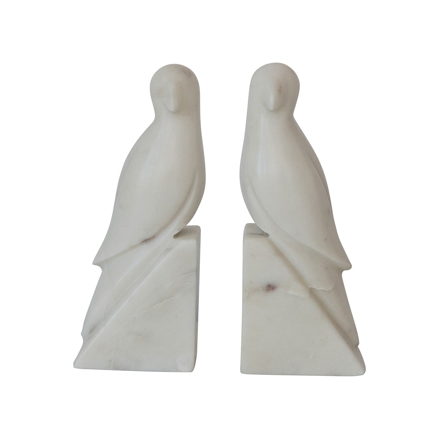 White Marble Parrot Bookend