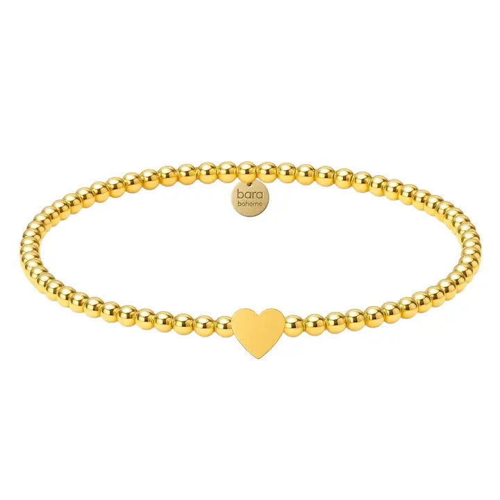 Gold Solid Heart Charm Bracelet