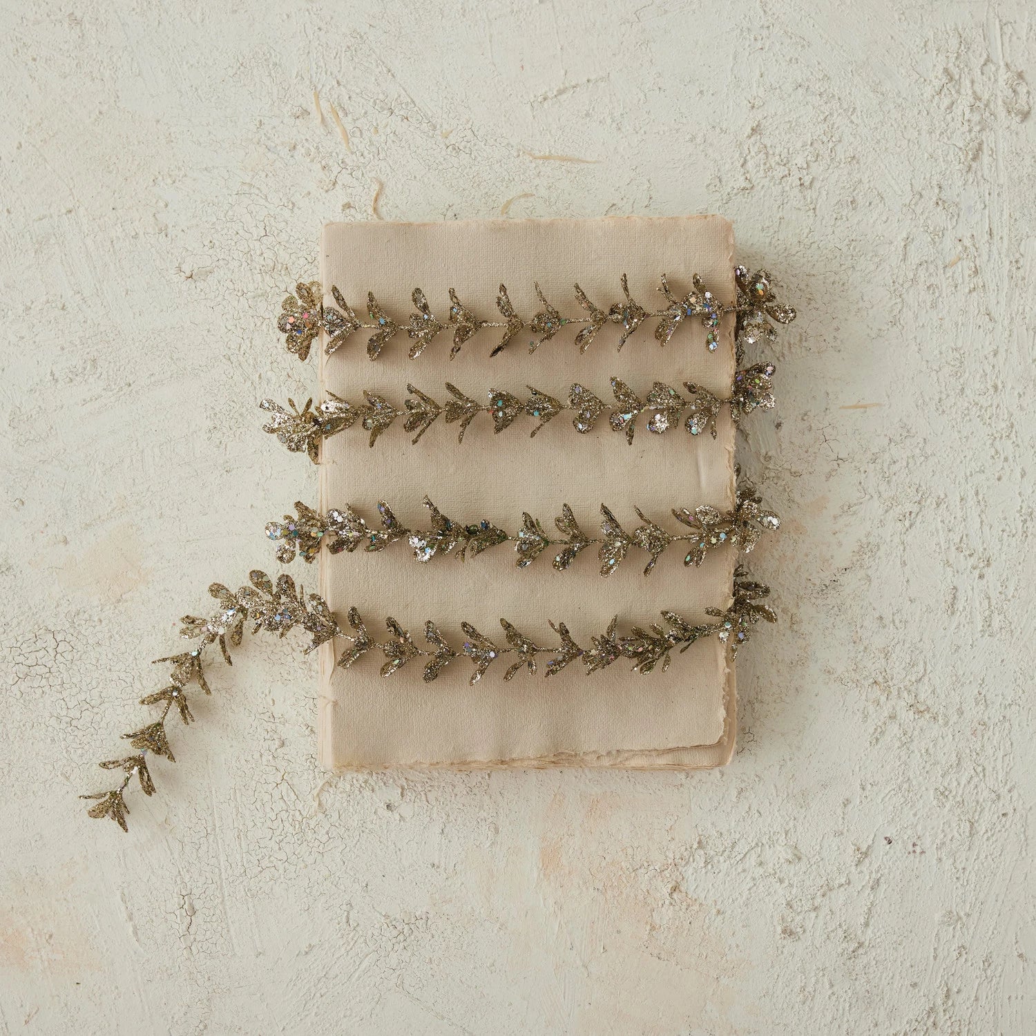 Champagne Glitter Faux Boxwood Garland