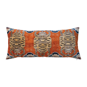 Tiger Cotton Velvet Lumbar Pillow