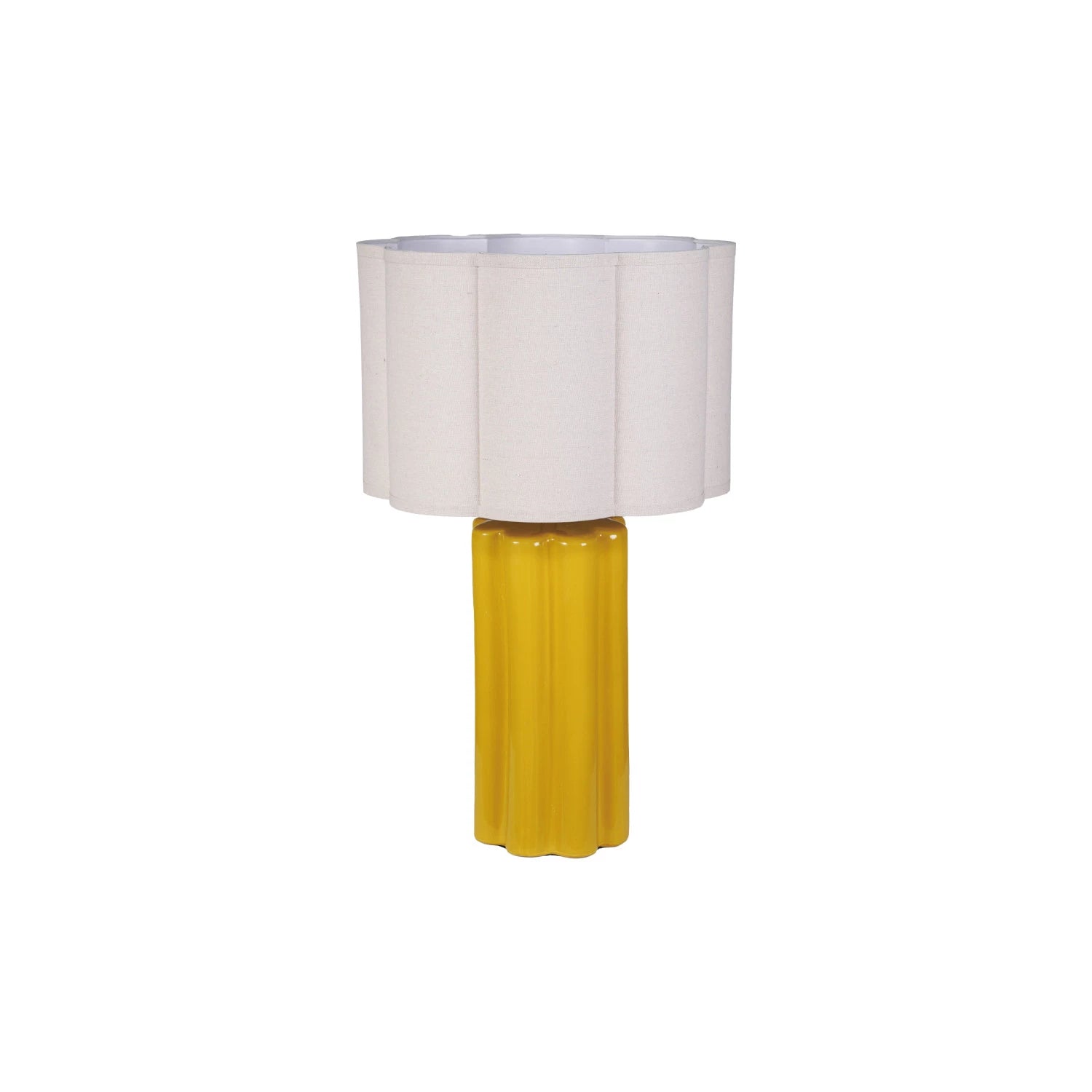 Mustard Fluted Lamp with Linen Shade