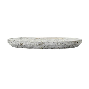 Grey Oval Travertine Soap Dish