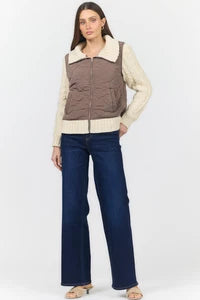 Cappuccino Petra Quilted Sweater Jacket