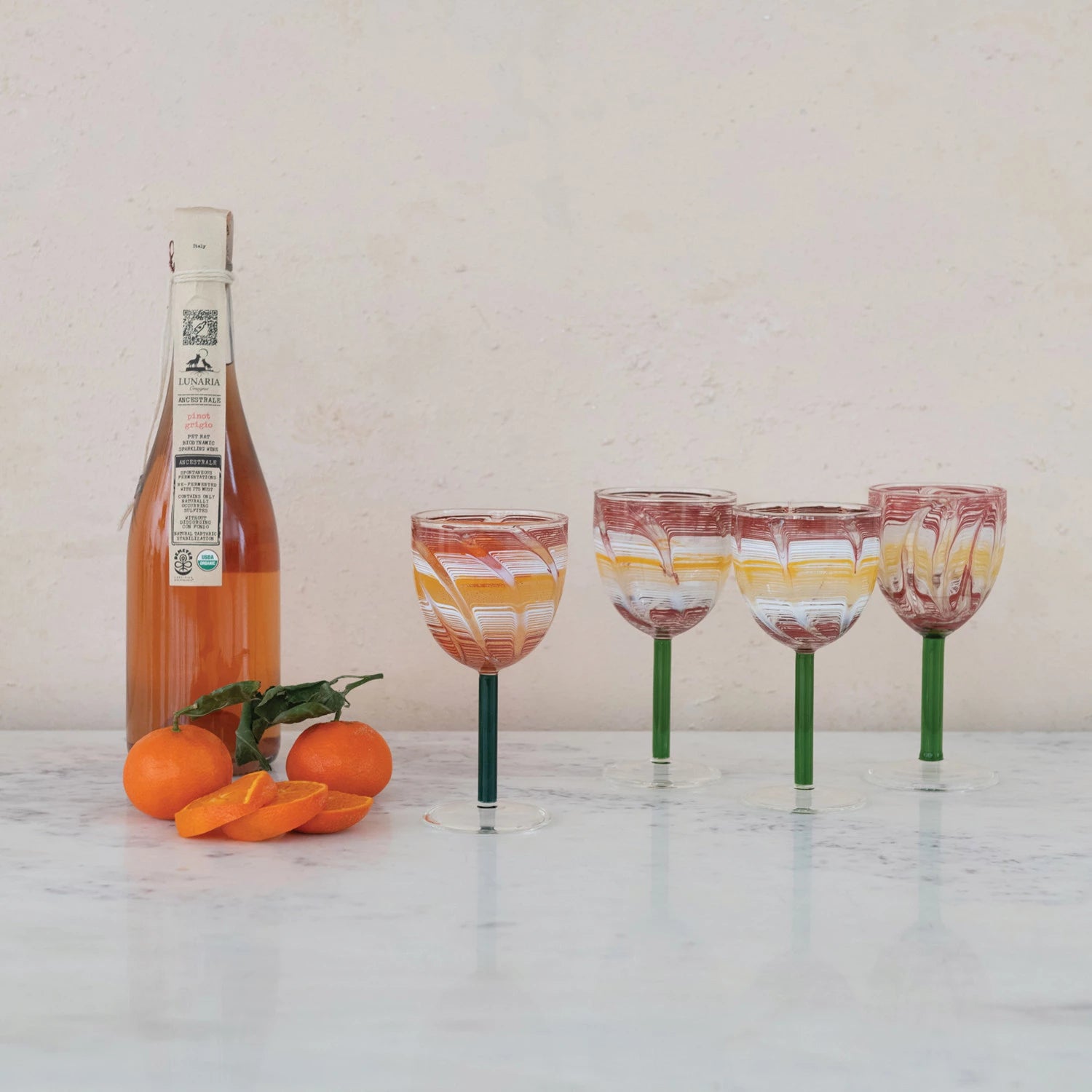 Hand-Blown Art Wine Glass