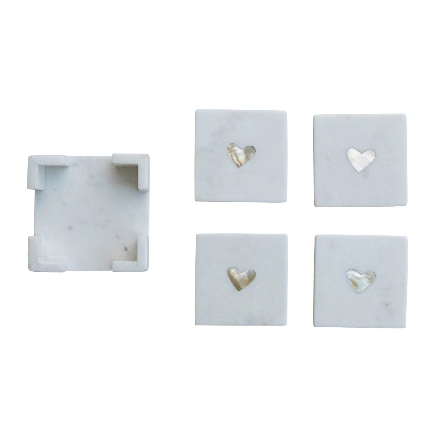 Marble Coasters with Mother of Pearl Inlay & Holder