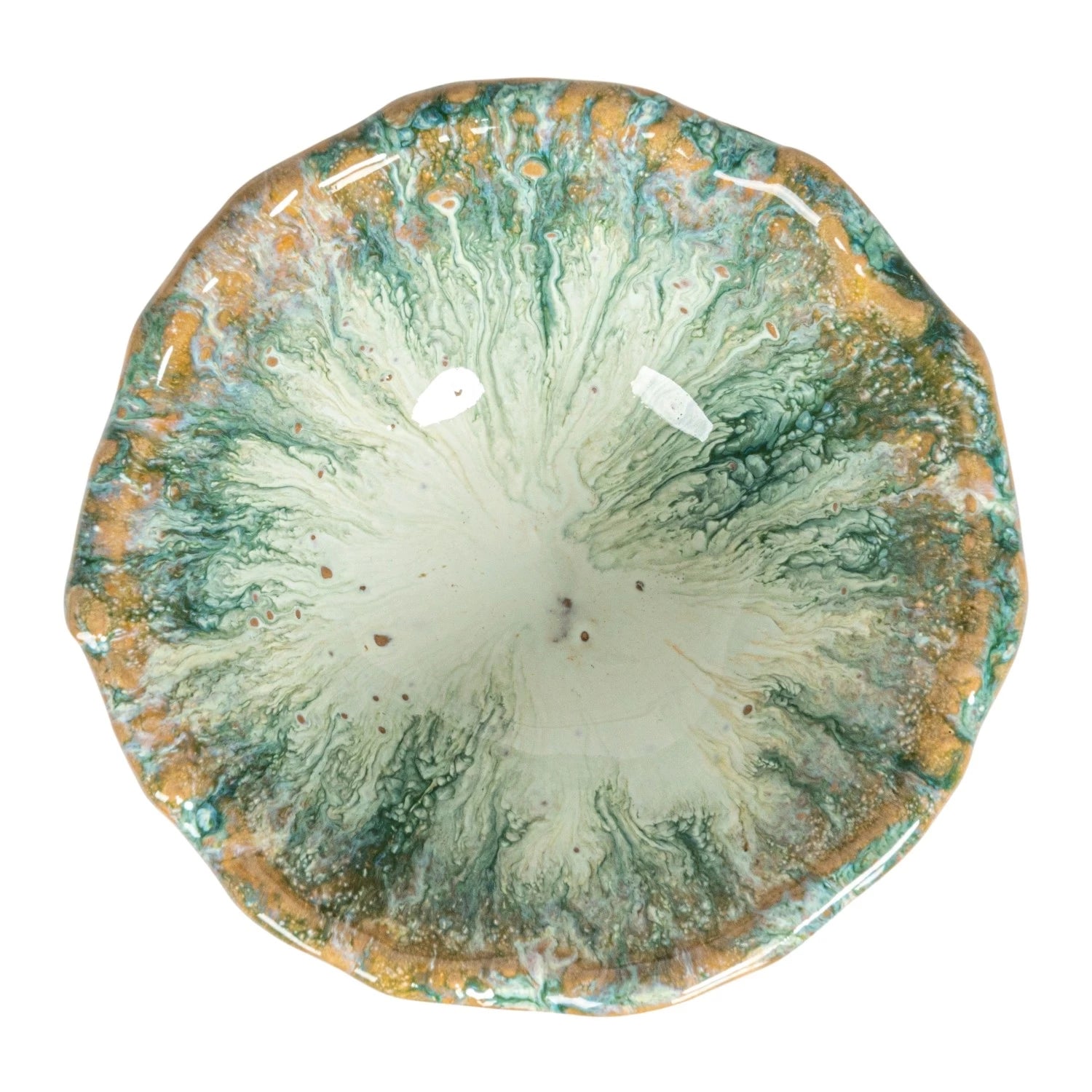 Green Speckled Glaze Footed Bowl