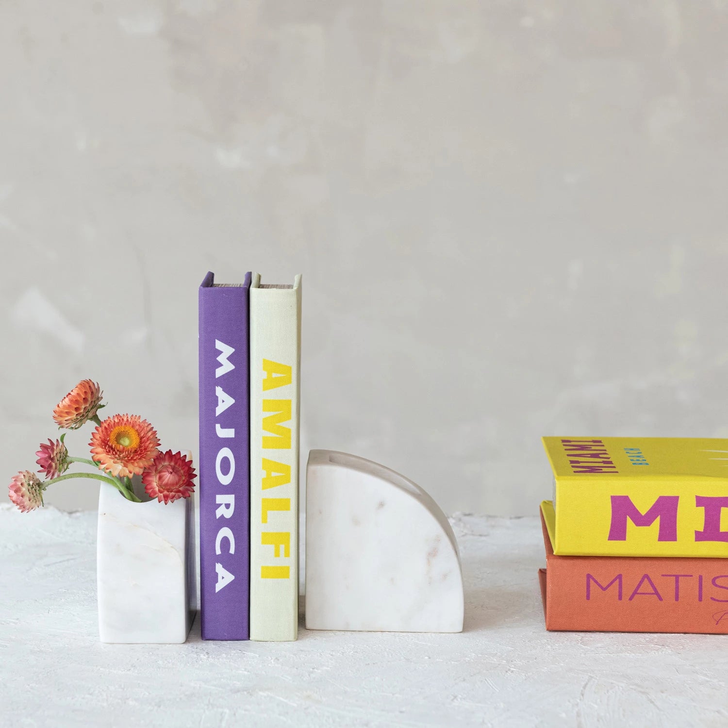 White Marble Vase/Container Bookend