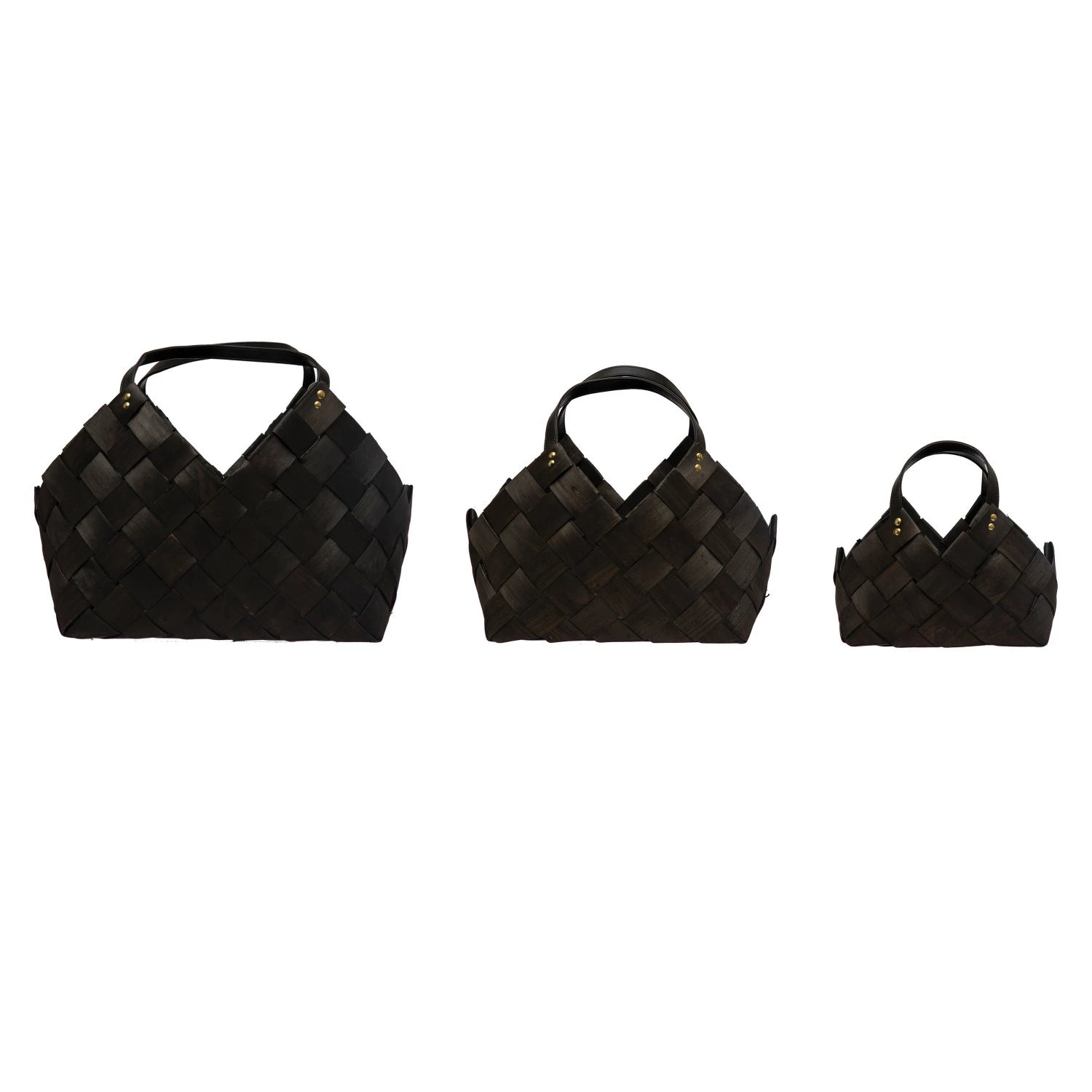 Black Woven Fir Wood Baskets