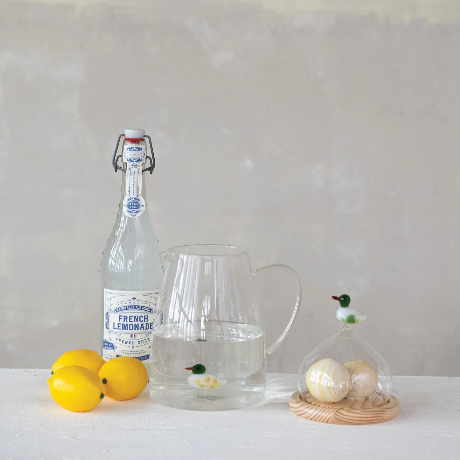 Hand-Blown Duck Glass Pitcher