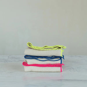 Neon Trim Waffle Weave Tea Towel