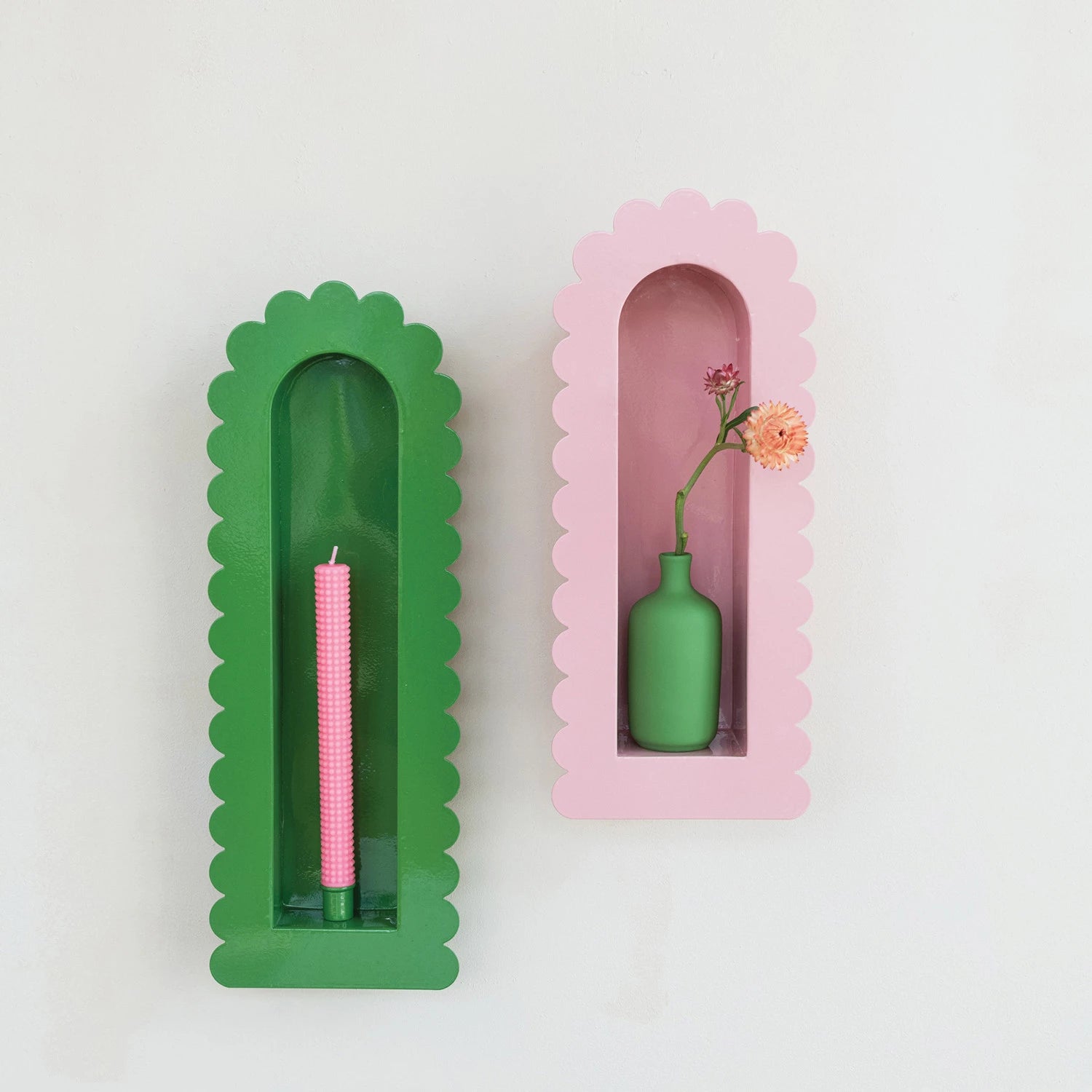 Pink Scalloped Metal Wall Shelf