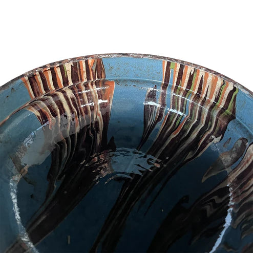 Small Marbleized Blue Cottage Crafted Bowl