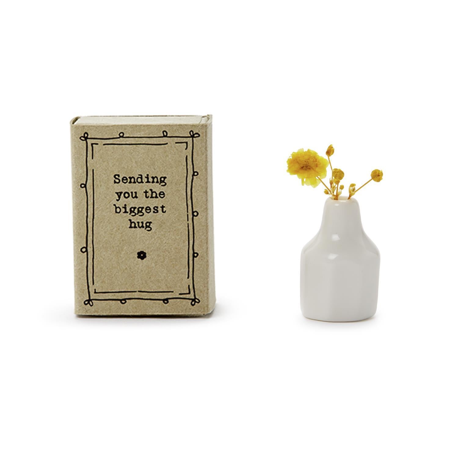 Matchbox Vase with Flowers & Sayings
