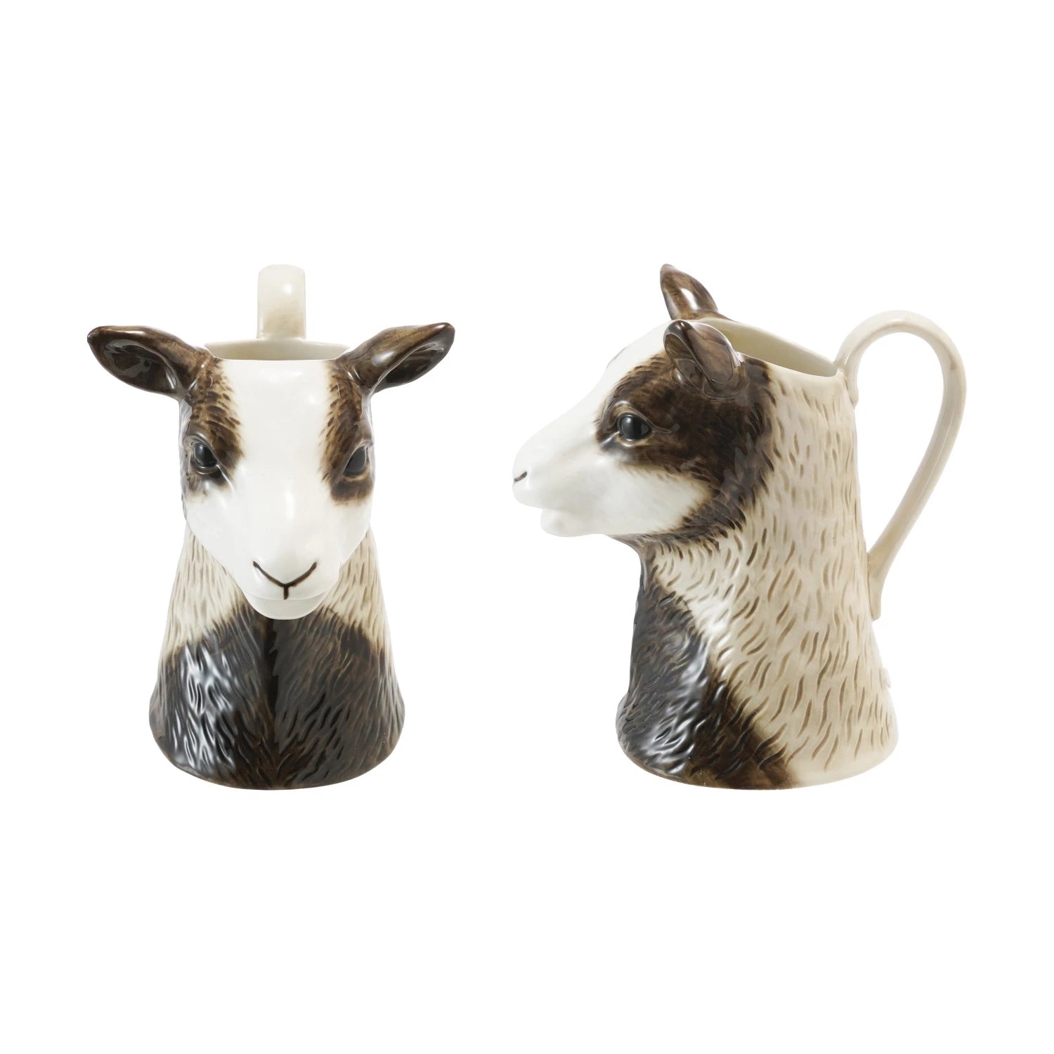 Brown & White Goat Pitcher