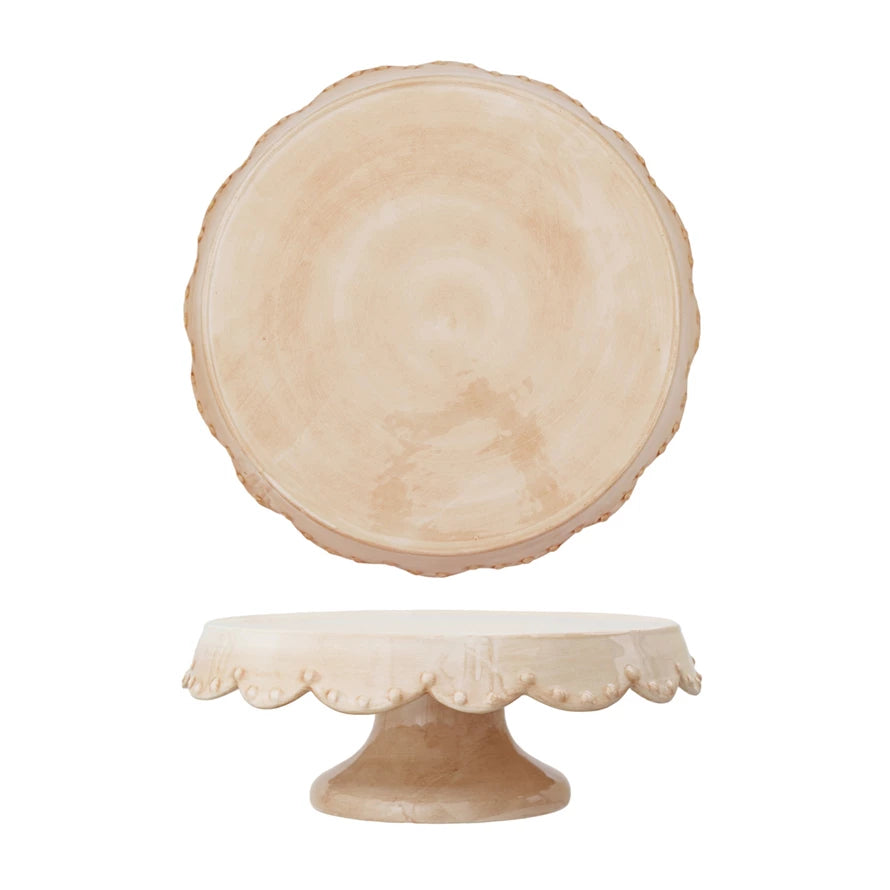 Pedestal w/ Scalloped Edge & Embossed Dots