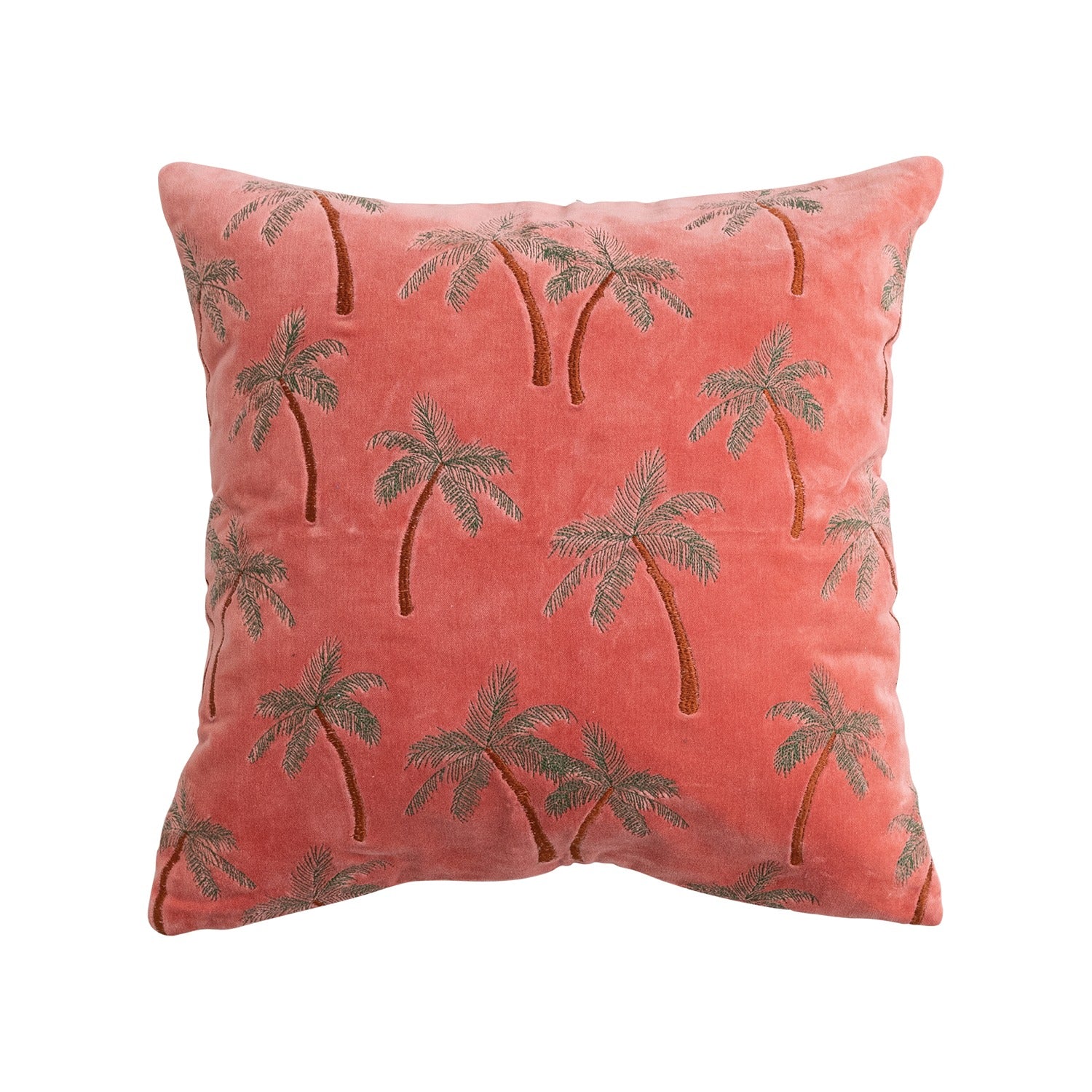 Palm Trees Cotton Velvet Embroidered Pillow