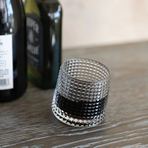 Embossed Spinning Whiskey Drinking Glass