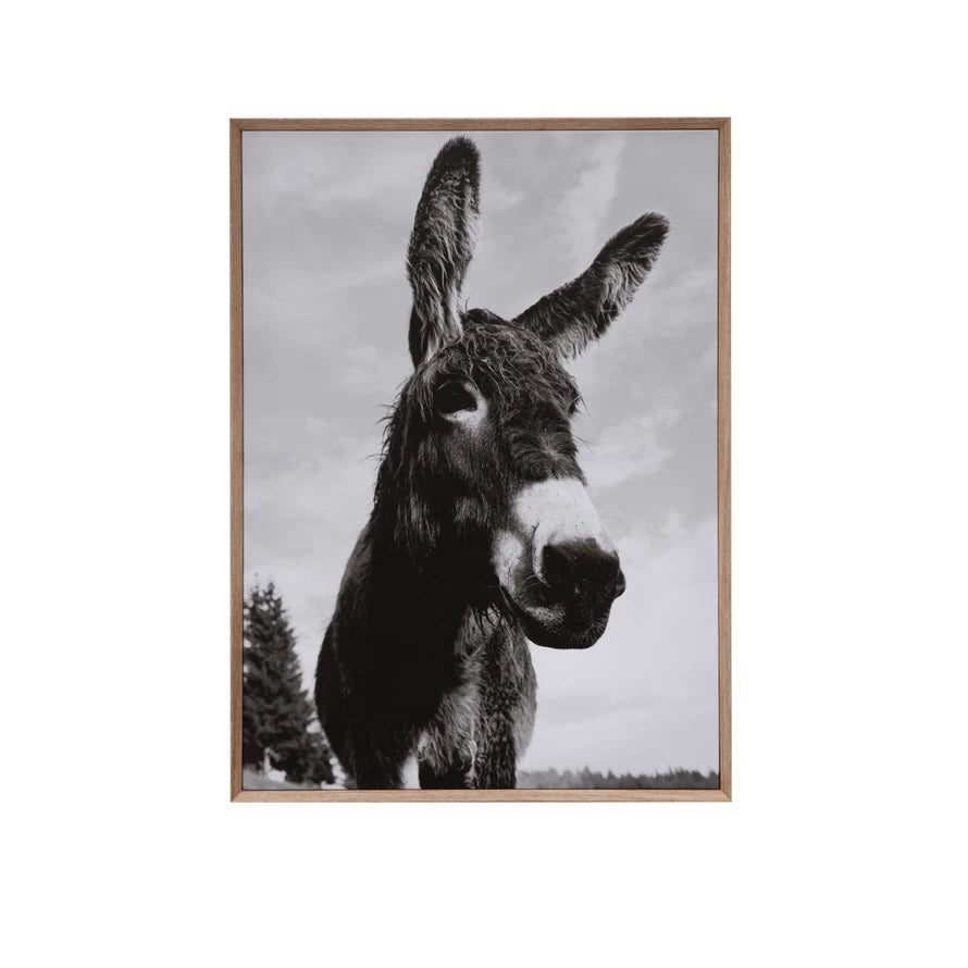 Framed Canvas Wall Decor with Donkey