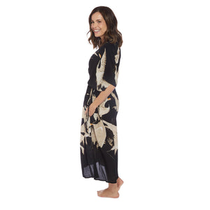 Heron Print Black String Dress