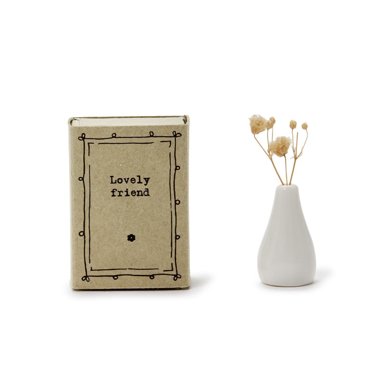 Matchbox Vase with Flowers & Sayings