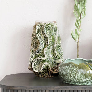 Green Textured Organic Shaped Vase