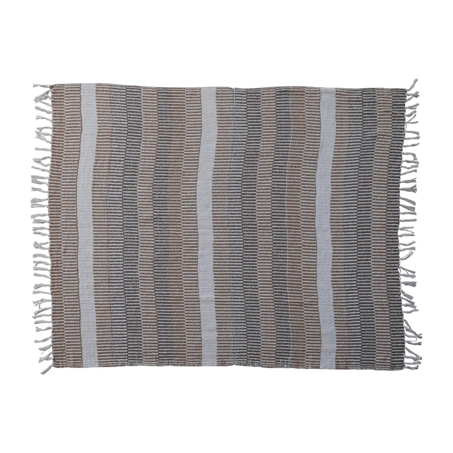 Stripes & Fringe Cotton Throw