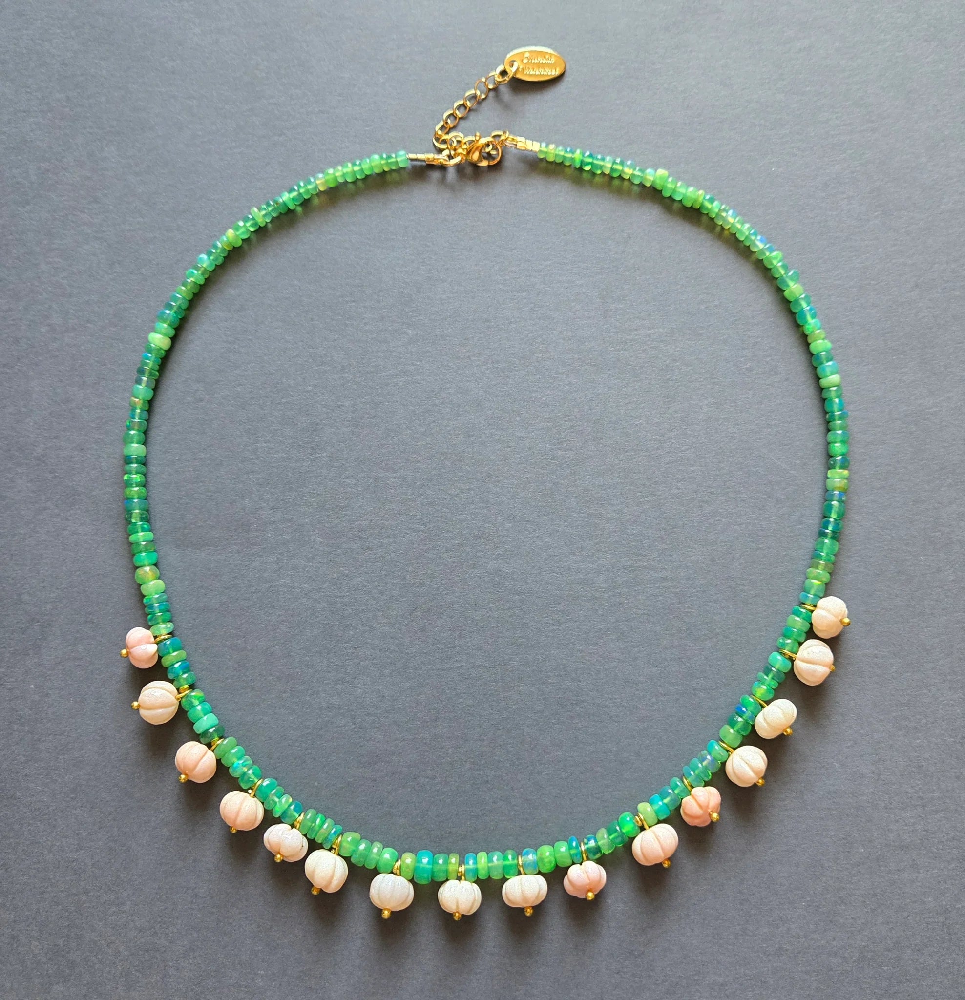 Green and Pink Opal Necklace