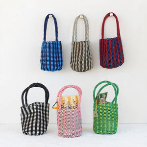 Striped Handmade Acrylic Beaded Handbag