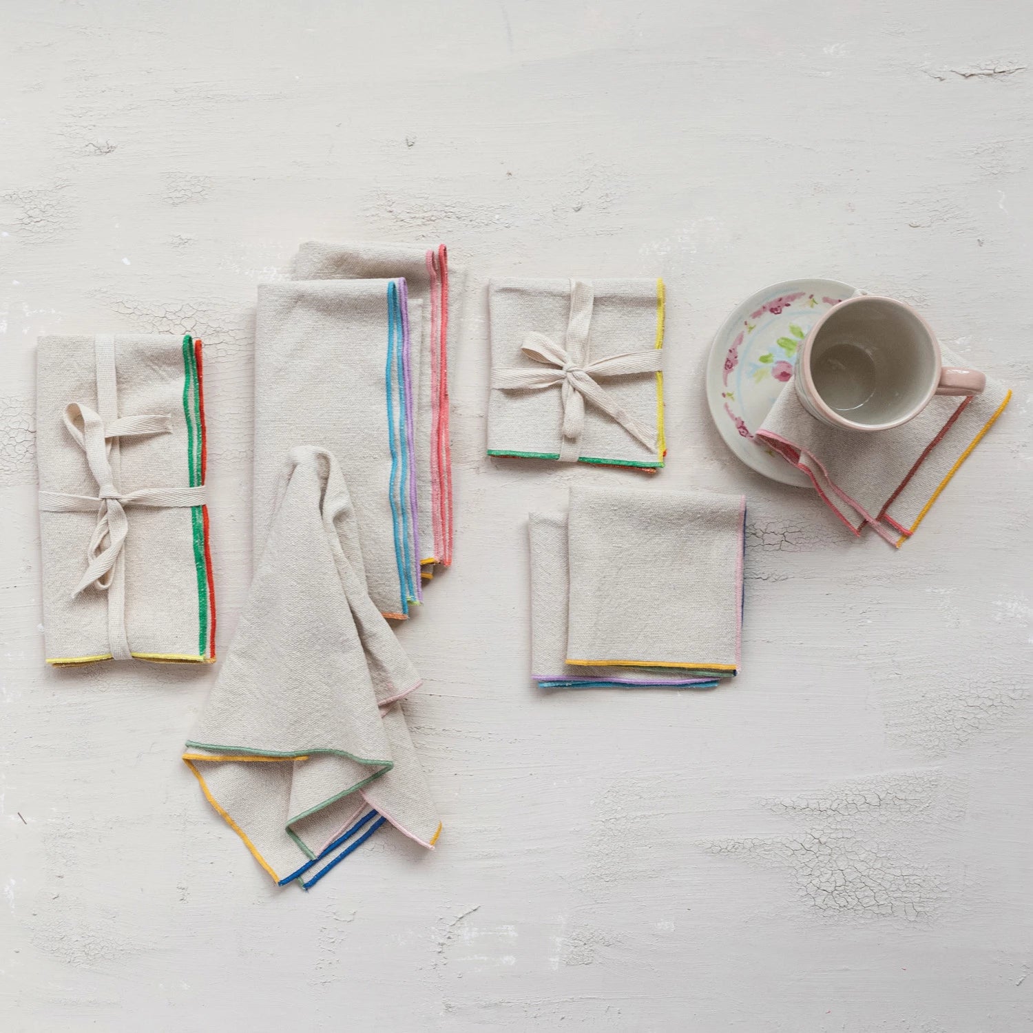 Stitched Colored Edge Cotton Napkins