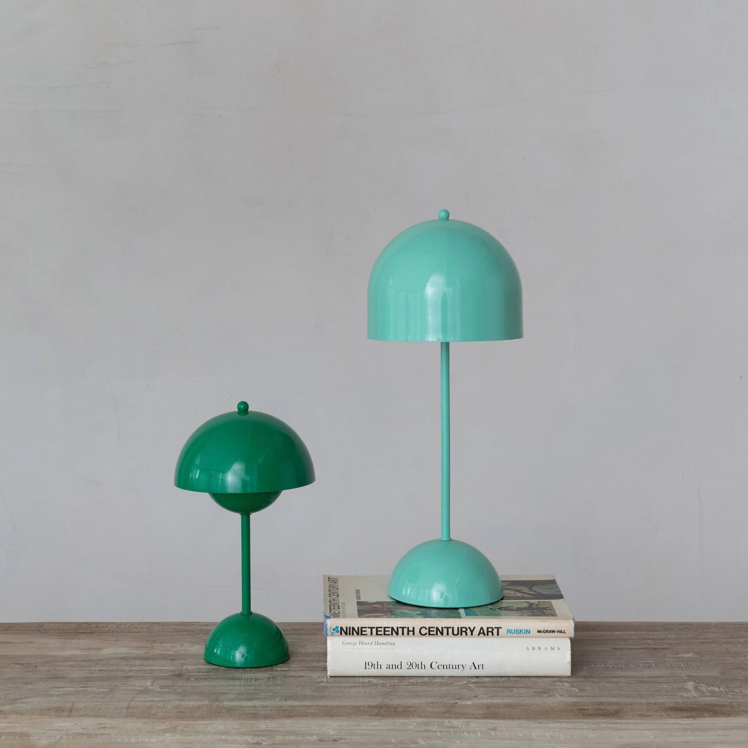 Semi-Circle Green Metal Table Lamp