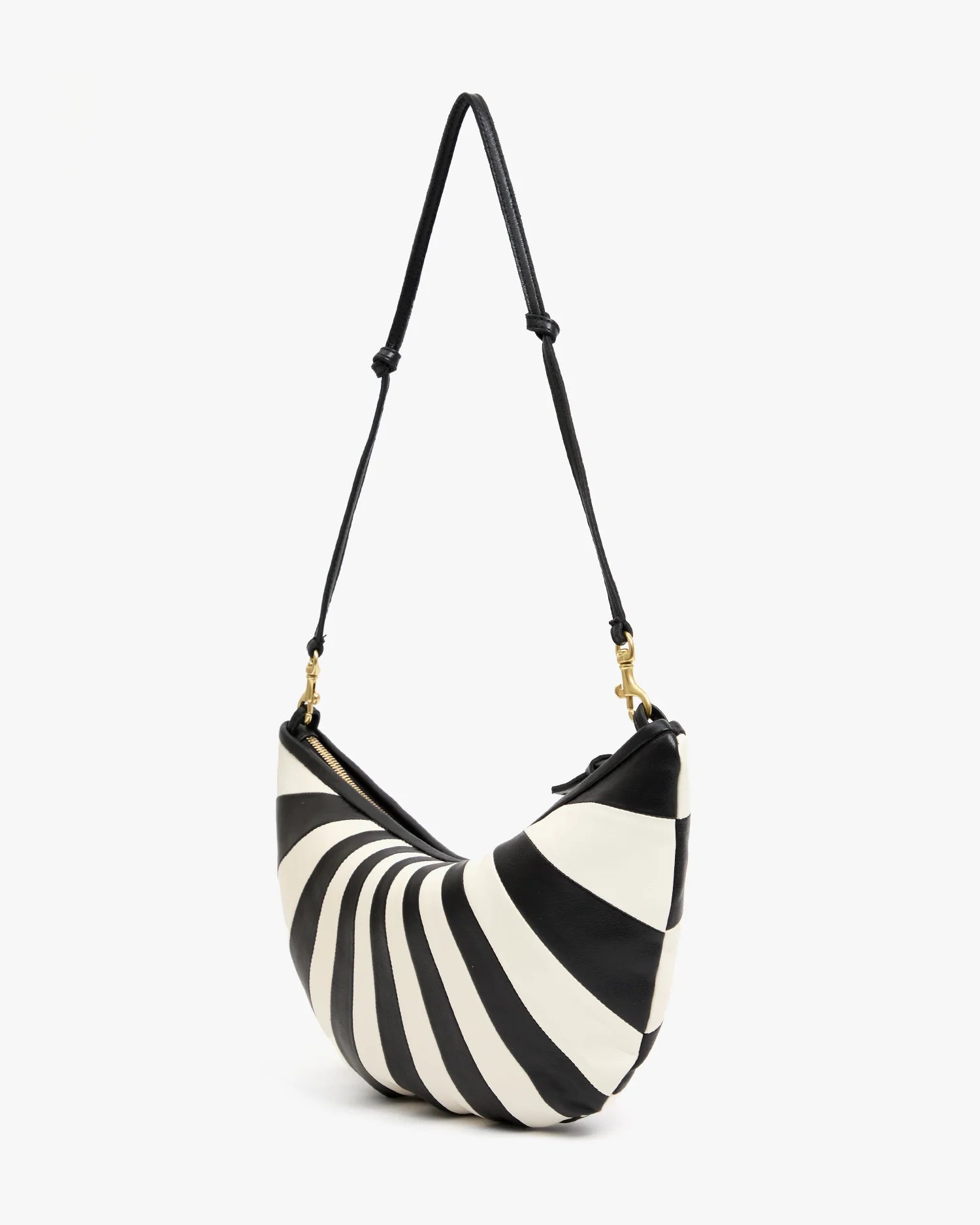 Lune Nappa Black & Cream Sunburst Handbag