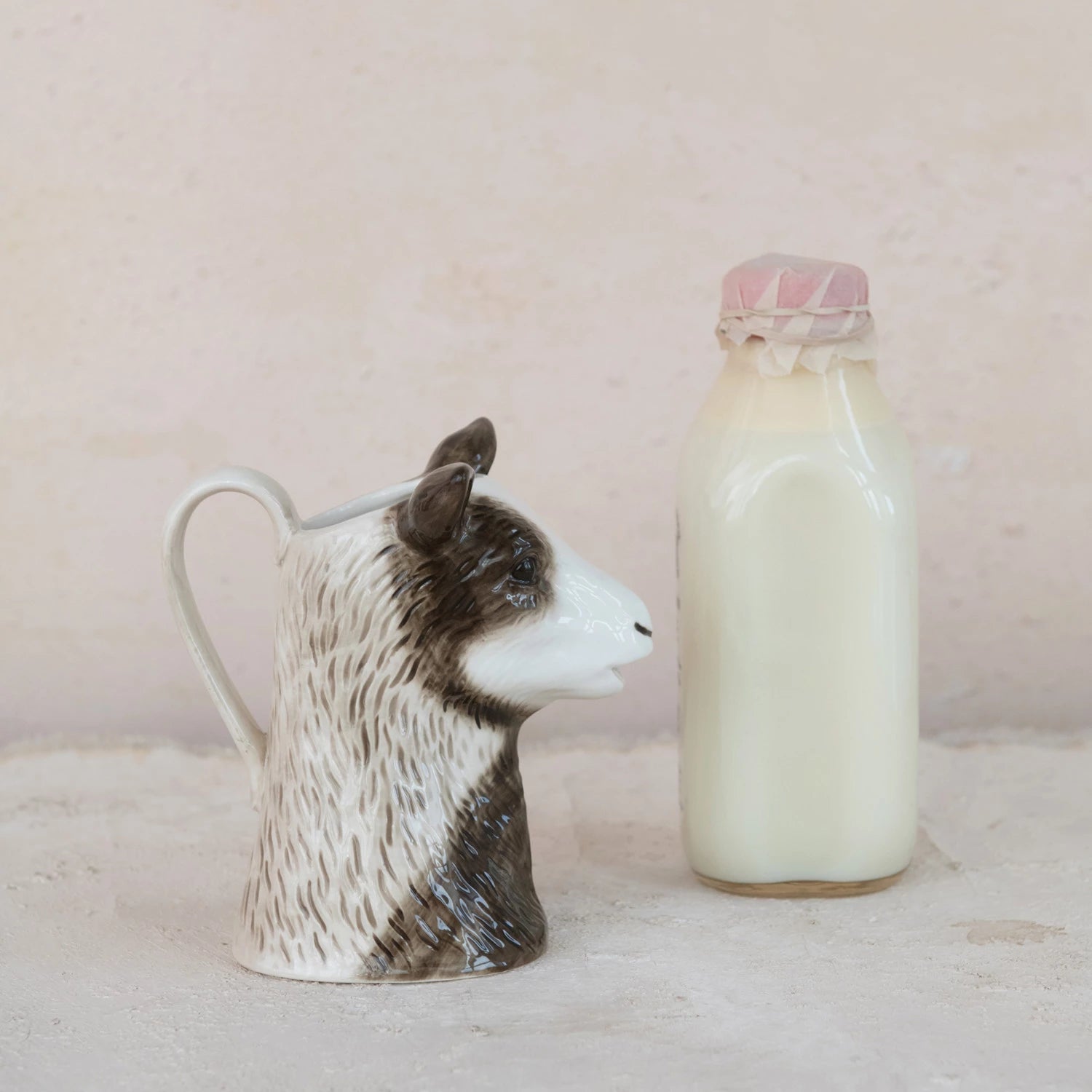 Brown & White Goat Pitcher