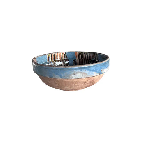 Small Marbleized Blue Cottage Crafted Bowl