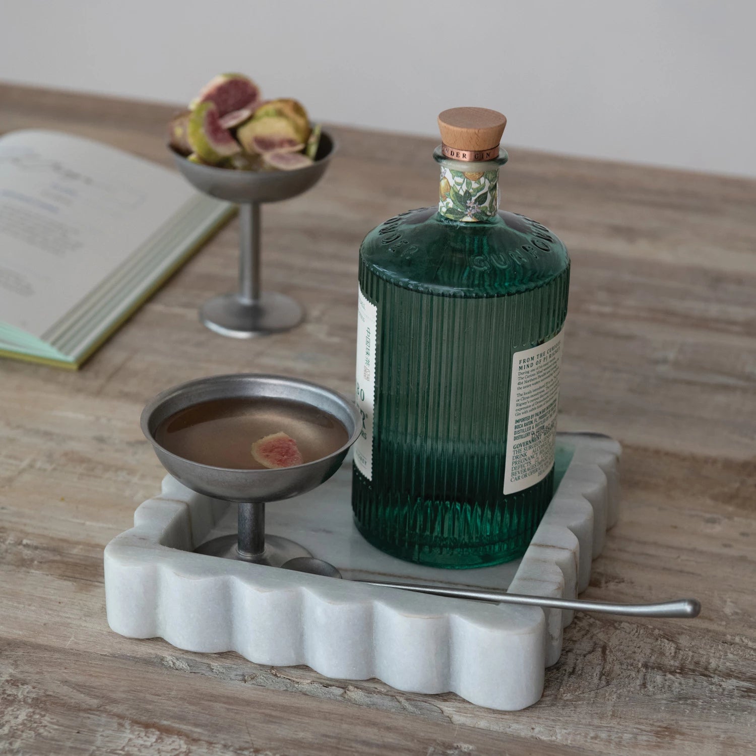 Grey Melange Marble Scalloped Tray