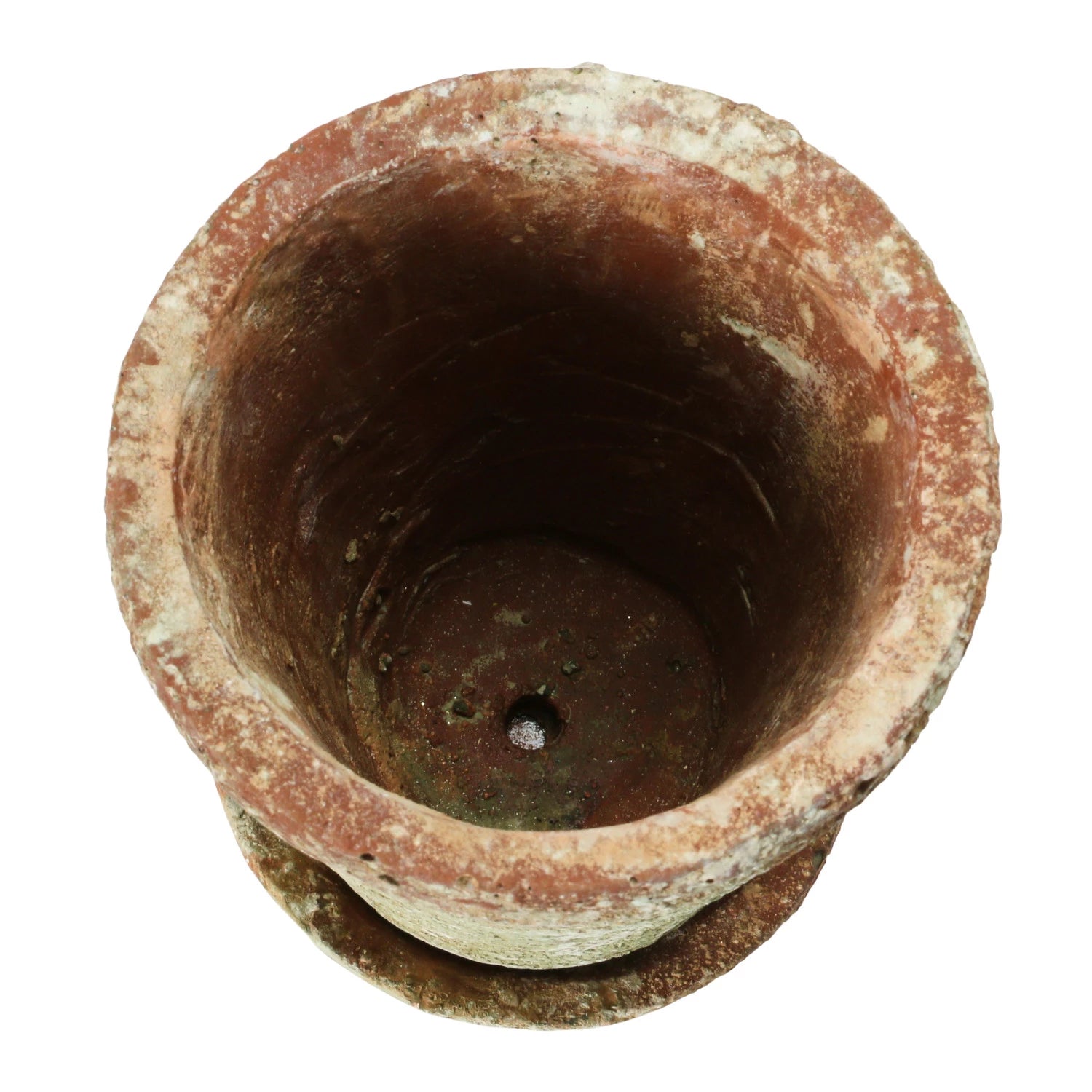 Distressed Terra-Cotta Cement Planter & Saucer