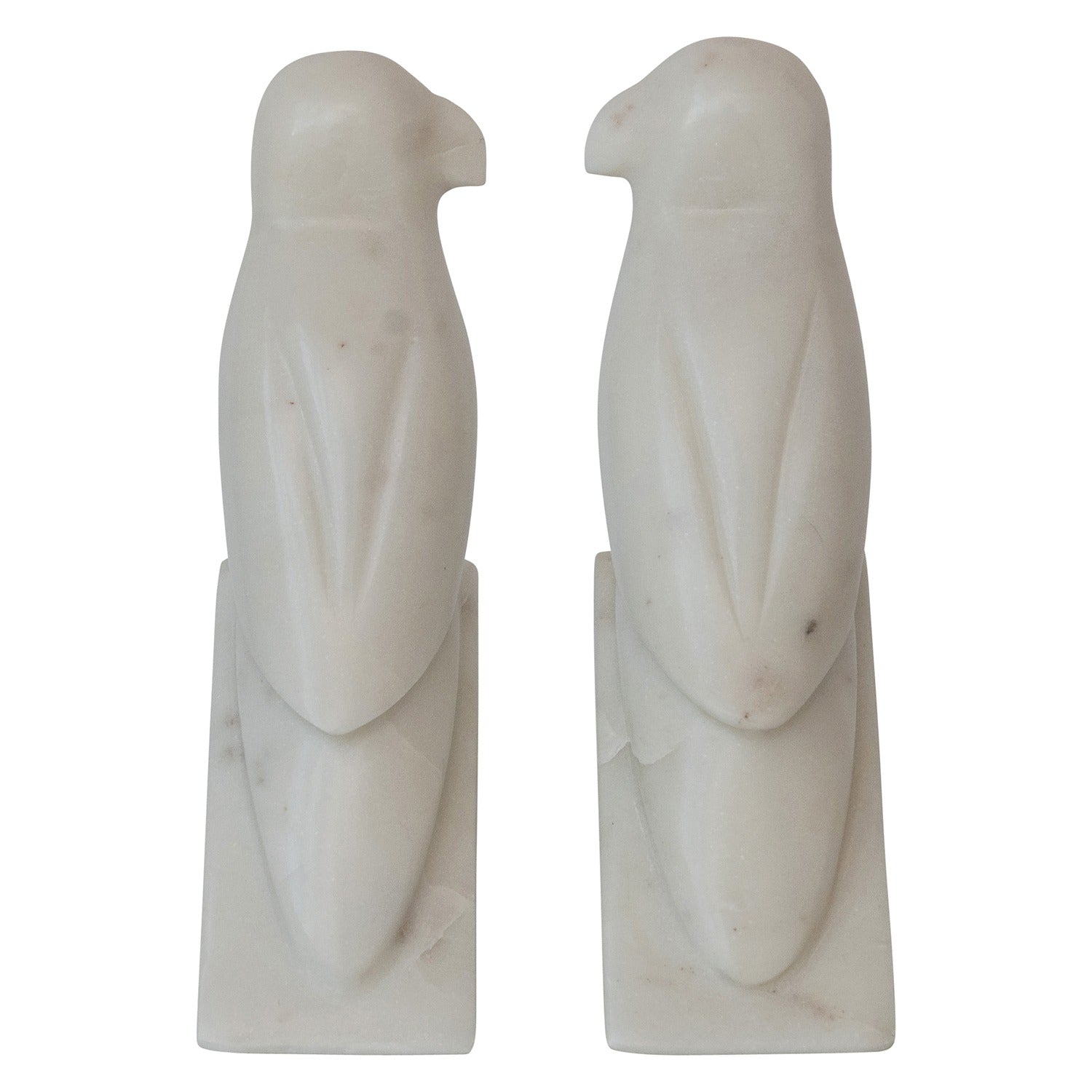 White Marble Parrot Bookend