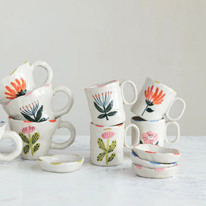 Stoneware Floral Espresso Mug