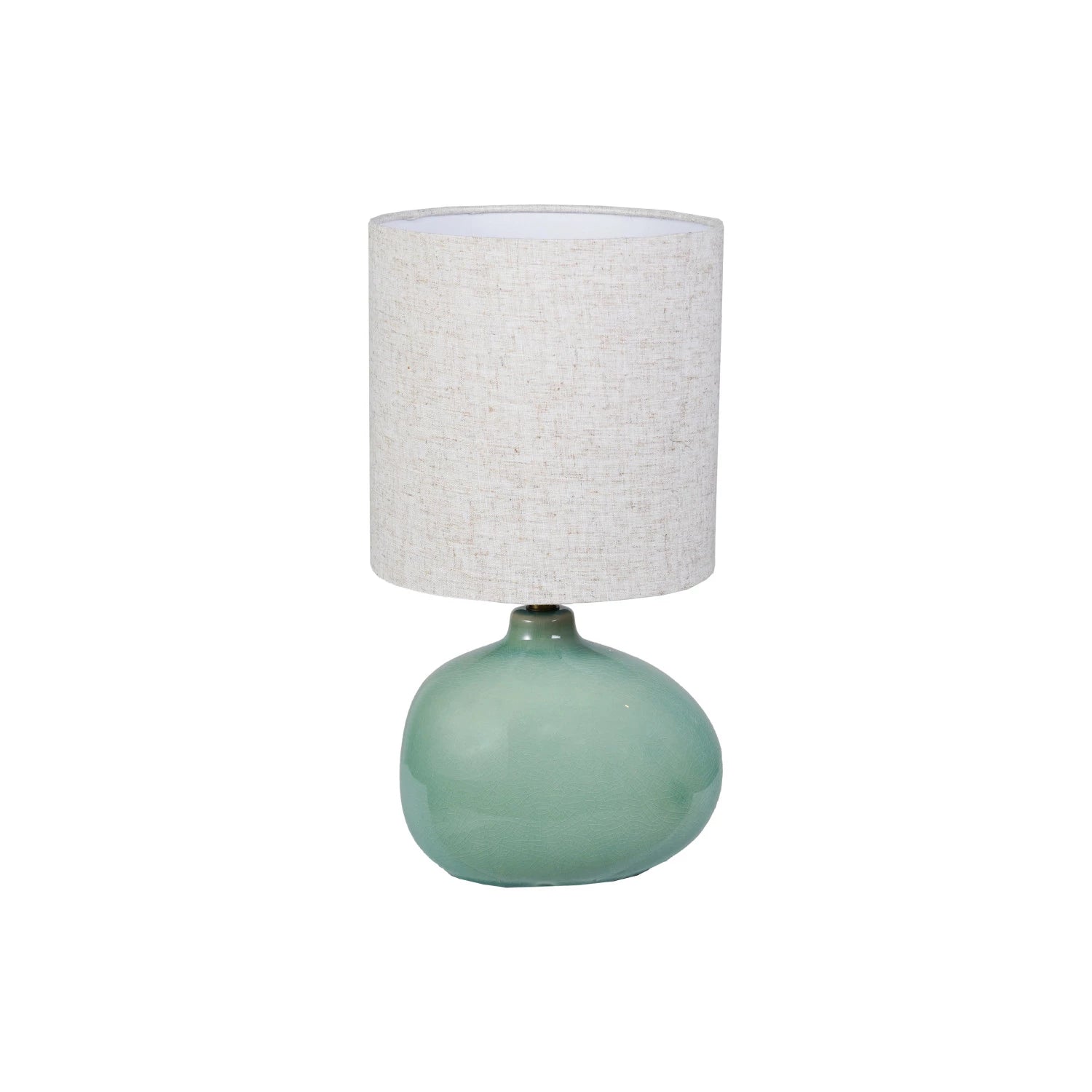 Aqua Crackle Glaze Table Lamp with Linen Shade