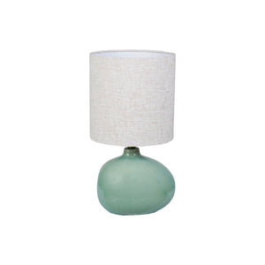 Aqua Crackle Glaze Table Lamp with Linen Shade
