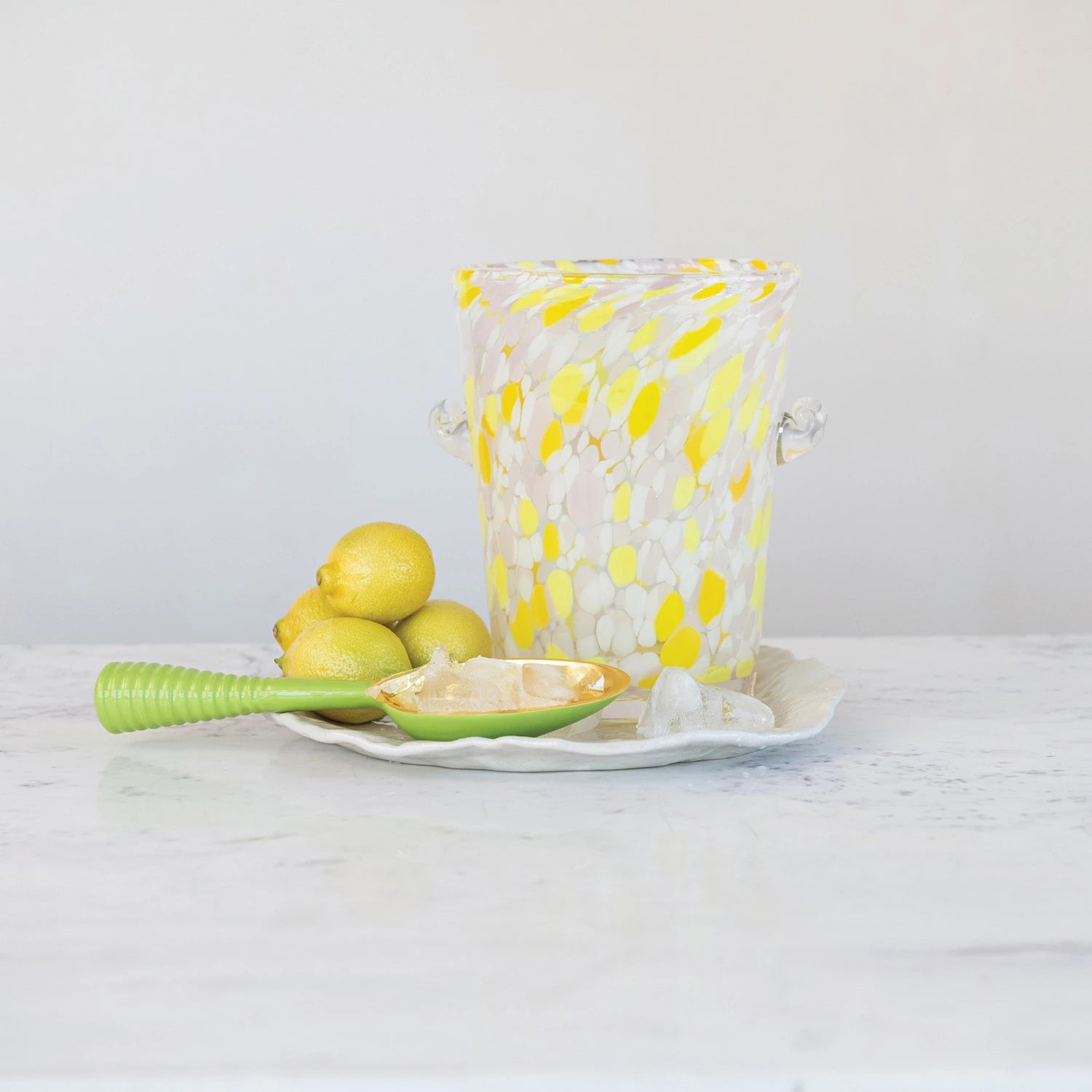 Yellow Confetti Glass Ice Bucket