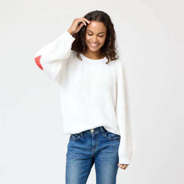 White Ricky Imperfect Heart Sweater