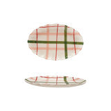 Plaid Hand-Painted Scalloped Platter