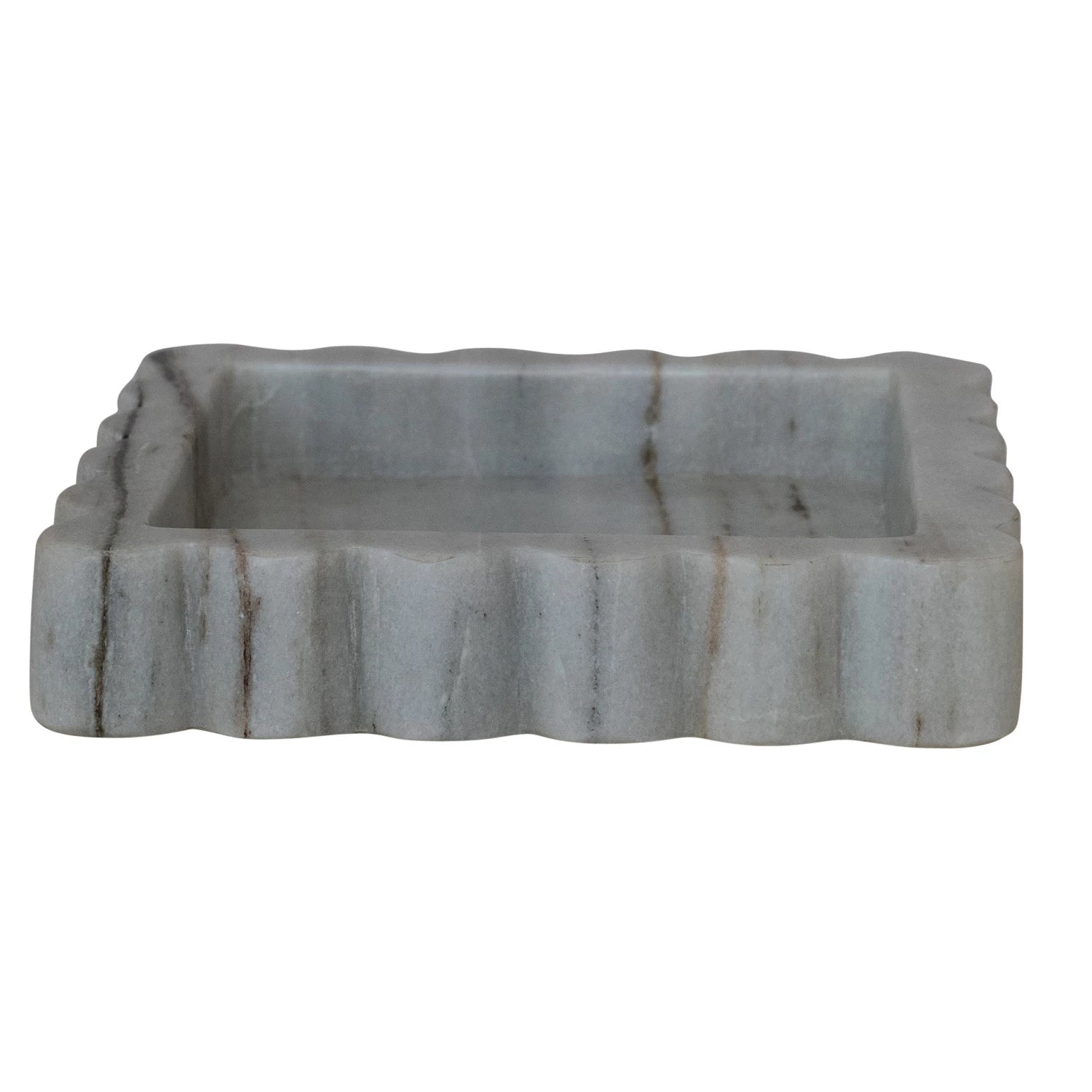Grey Melange Marble Scalloped Tray